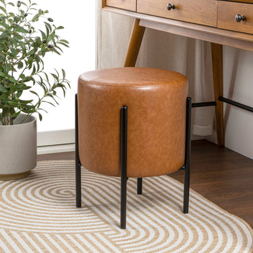 Silvia 18.5" Modern Metal/Bouclé Cushioned Vanity Stool - JONATHAN Y